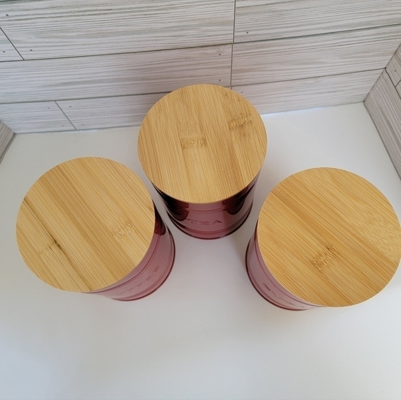 Tea Coffee Sugar Metal Canister Set with Bamboo Lids by Rayware Group NWT - Picture 9 of 10